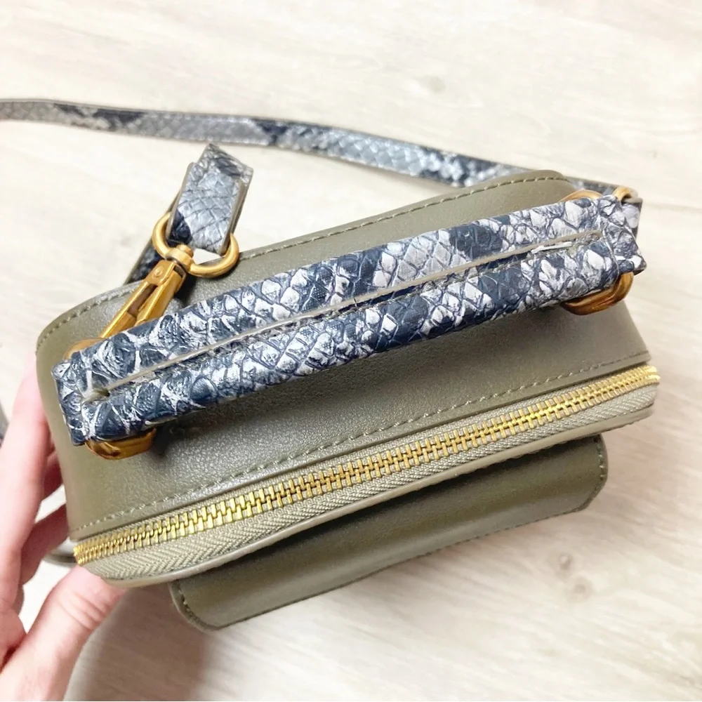Mika Mini Backpack green faux leather crossbody
